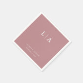 Dusty Rose Monogram Elegant Simple Wedding Napkins Serviette (Ecke)