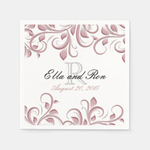 Dusty Rose Monogram Swirl Wedding Napkin Vorlage Serviette