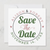 Dusty Rose Moos grünes Typografie-Foto auf der Rüc Save The Date (Vorderseite)