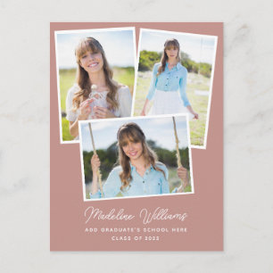 Dusty Rose Multi Foto Abschluss Postkarte