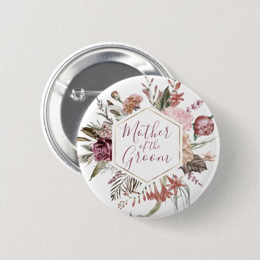 Dusty Rose Mutter des Groom Button (Vorne & Hinten)