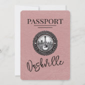 Dusty Rose Nashville Passport Wedding Einladung (Rückseite)