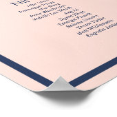 Dusty Rose & Navy Moderne Minimal Hochzeitssitze Poster (Ecke)