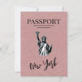 Dusty Rose New York City Passport Save the Date (Vorderseite)