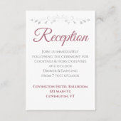 Dusty Rose on White Elegante Wedding Empfang Begleitkarte (Vorderseite)