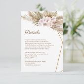 Dusty Rose Orchid Pampas Grass Gold Arch Details Begleitkarte (Stehend Vorderseite)