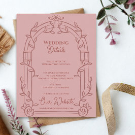 Dusty Rose Ornate Arch Botanical Wedding Details Begleitkarte