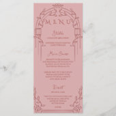 Dusty Rose Ornate Arch Botanical Wedding Dinner Menükarte (Vorderseite)