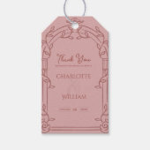 Dusty Rose Ornate Arch Botanical Wedding Favor Geschenkanhänger (Vorderseite)
