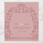 Dusty Rose Ornate Arch Botanical Wedding Favor Weinetikett (Einzelnes Label)