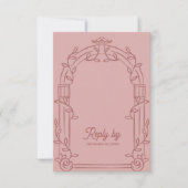 Dusty Rose Ornate Arch Botanical Wedding Reply By RSVP Karte (Vorderseite)