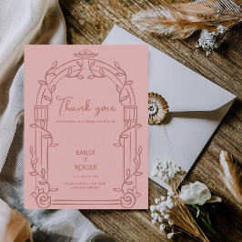 Dusty Rose Ornate Arch Botanical Wedding Thank You Postkarte