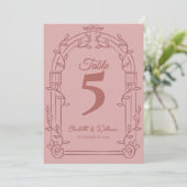 Dusty Rose Ornate Arch Wedding Table Number Card Dankeskarte (Stehend Vorderseite)