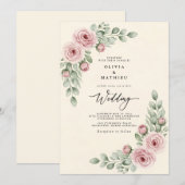 Dusty Rose Painterly Whimsy Wedding Einladung (Vorne/Hinten)