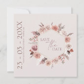 Dusty Rose Pampas Boho Save the Date (Vorderseite)