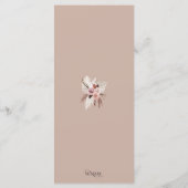 Dusty Rose Pampas Boho Wedding Menu Menükarte (Rückseite)