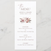 Dusty Rose Pampas Boho Wedding Menu Menükarte (Vorderseite)