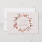 Dusty Rose Pampas Boho Wedding RSVP Karte (Vorderseite)