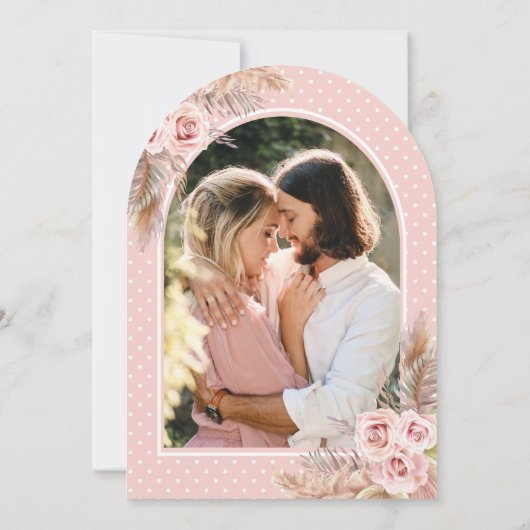 Dusty Rose Pampas Grass Arch Navy Brautparty Einladung (Rückseite)