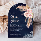 Dusty Rose Pampas Grass Arch Navy Brautparty Einladung