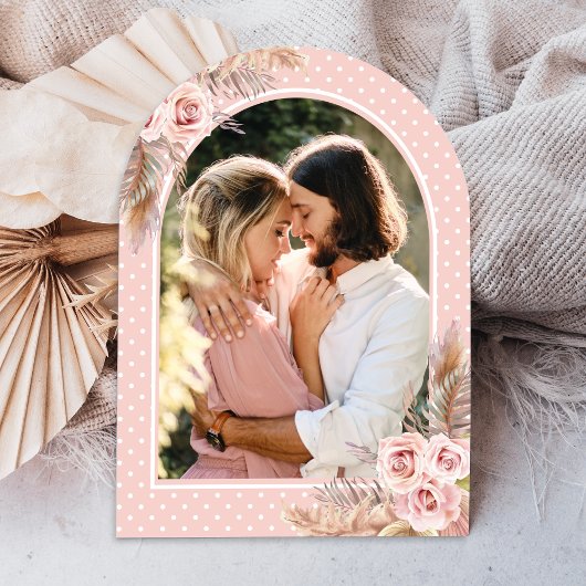 Dusty Rose Pampas Grass Arch Navy Brautparty Einladung