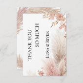 Dusty rose pampas grass thank you card einladung (Vorne/Hinten)