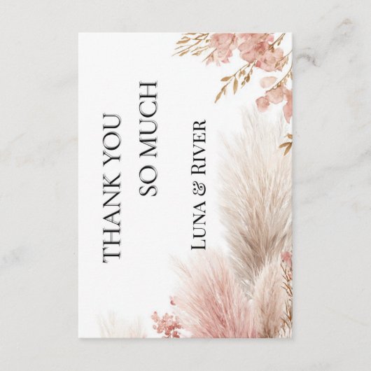 Dusty rose pampas grass thank you card einladung (Vorderseite)