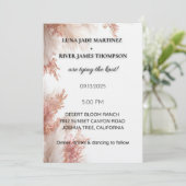 Dusty Rose Pampas Grass Wedding Invitation Einladung (Stehend Vorderseite)