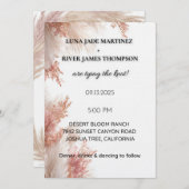 Dusty Rose Pampas Grass Wedding Invitation Einladung (Vorne/Hinten)
