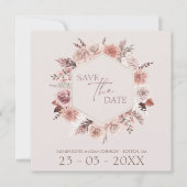 Dusty Rose Pampas Grass Wreath Save the Date (Vorderseite)