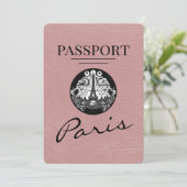 Dusty Rose Paris Passport Save the Date (Stehend Vorderseite)