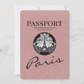 Dusty Rose Paris Passport Save the Date (Vorderseite)