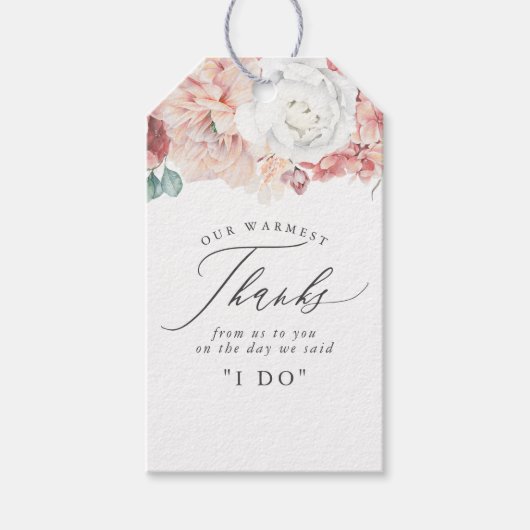 Dusty Rose Peach Blume Elegant Vielen Dank Geschenkanhänger (Vorderseite)