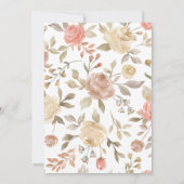 Dusty Rose Peach Cream Floral Baby Dusche Einladung (Rückseite)