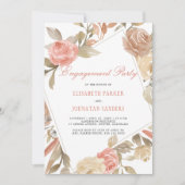 Dusty Rose Peach Cream Floral Engagement Party Einladung (Vorderseite)