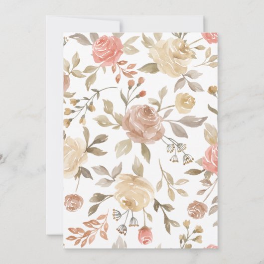 Dusty Rose Peach Cream Floral Pension Party Einladung (Rückseite)