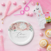 Dusty Rose Peach Floral Elegant Botanisch Pappteller (Party)