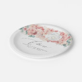 Dusty Rose Peach Floral Elegant Botanisch Pappteller (Schrägansicht)