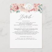 Dusty Rose Peach Floral Wedding Information Begleitkarte (Vorderseite)