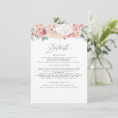 Dusty Rose Peach Floral Wedding Information Begleitkarte (Stehend Vorderseite)