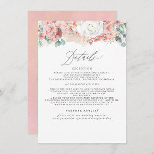 Dusty Rose Peach Floral Wedding Information Begleitkarte