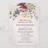 Dusty Rose Peony Blumengrün Christlich Hochzeit Einladung (Vorne/Hinten)