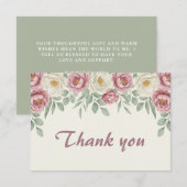 Dusty Rose Peony Brautparty Danke-Card Dankeskarte (Vorne/Hinten)