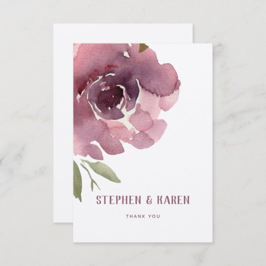 Dusty Rose Peony Elegant Wedding Danke-Card Dankeskarte (Vorne/Hinten)