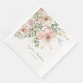 Dusty Rose Peony Eukalyptus Sparkling Gold Floral Serviette (Ecke)