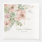 Dusty Rose Peony Eukalyptus Sparkling Gold Floral Serviette (Vorderseite)