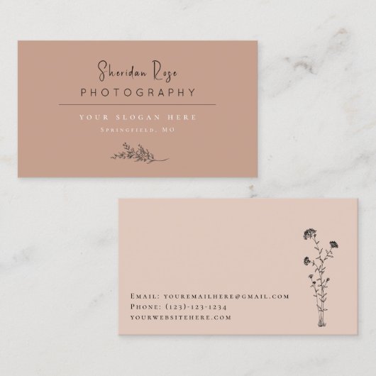 Dusty Rose Personalisiert Botanische Visitenkarte (Vorne/Hinten)