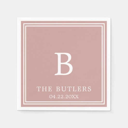 Dusty Rose Personalisiert Wedelcocktail Napkins Serviette (Vorderseite)