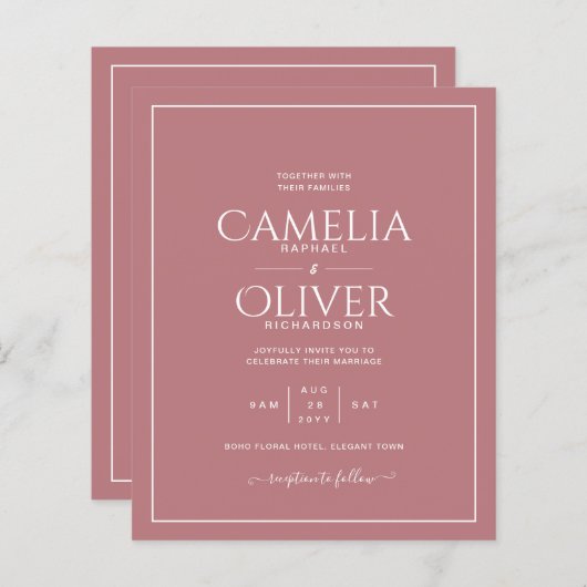 Dusty Rose Pink All-in-1 Hochzeit mit UAWG (Vorne/Hinten)