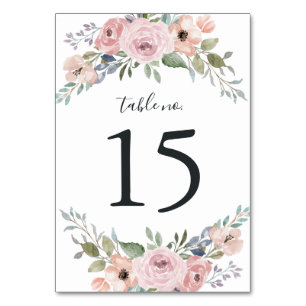 Dusty Rose Pink Aquarell Blumen   Hochzeit Tischnummer